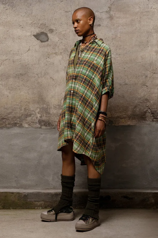 Women Dresses and Skirts R13 Oversized Boxy Shirtdress 8211 Green Plaid