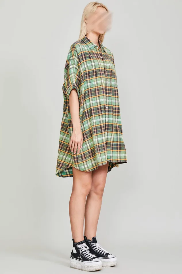 Women Dresses and Skirts R13 Oversized Boxy Shirtdress 8211 Green Plaid