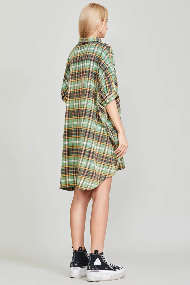 Women Dresses and Skirts R13 Oversized Boxy Shirtdress 8211 Green Plaid