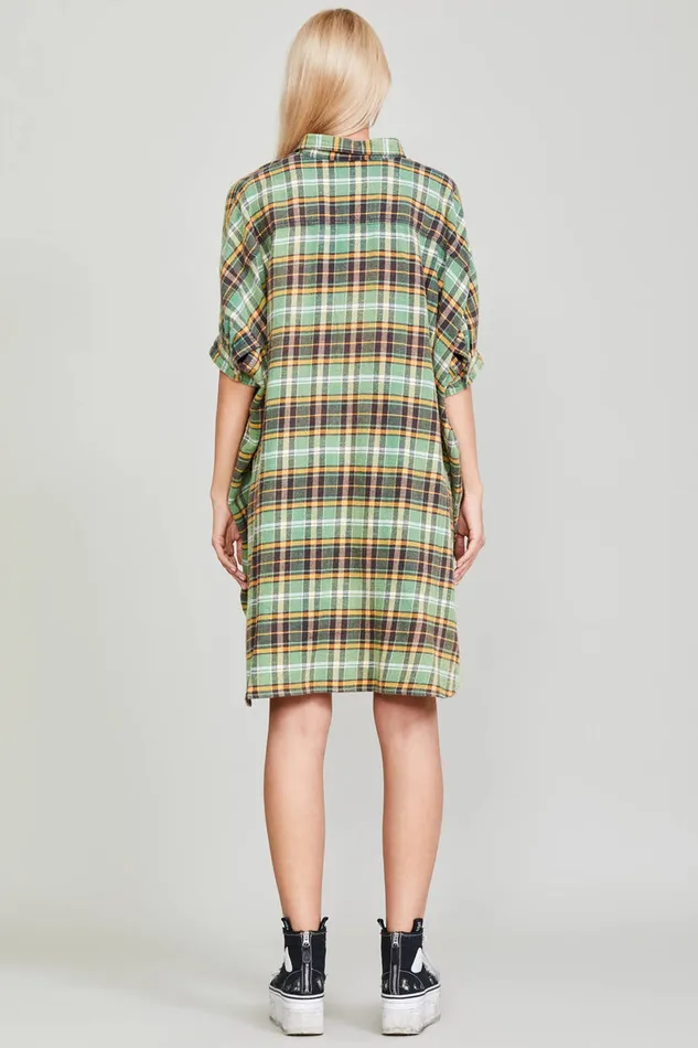Women Dresses and Skirts R13 Oversized Boxy Shirtdress 8211 Green Plaid