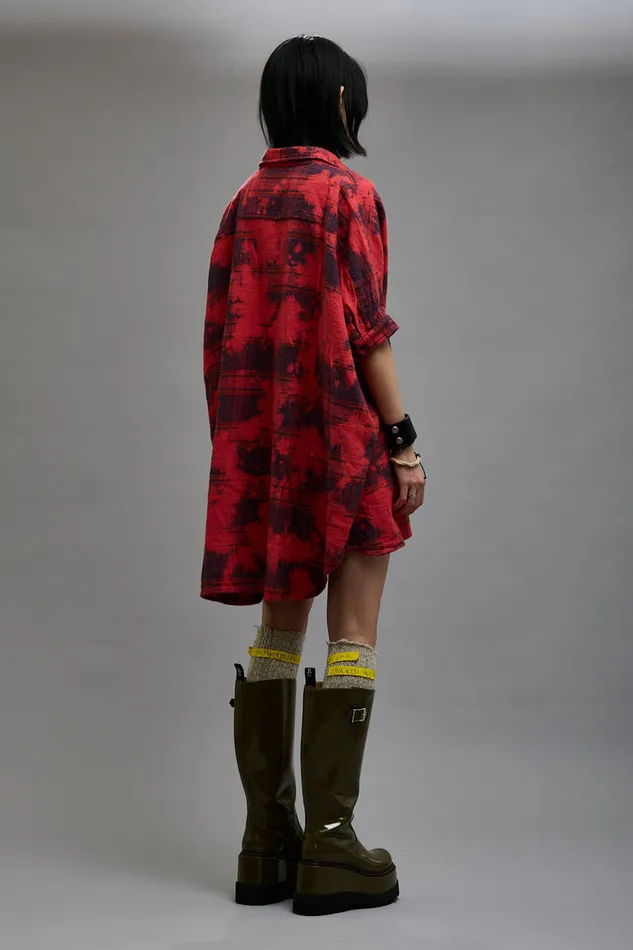 Women Dresses and Skirts R13 Oversized Relaxed Shirtdress 8211 Dusk Red Plaid