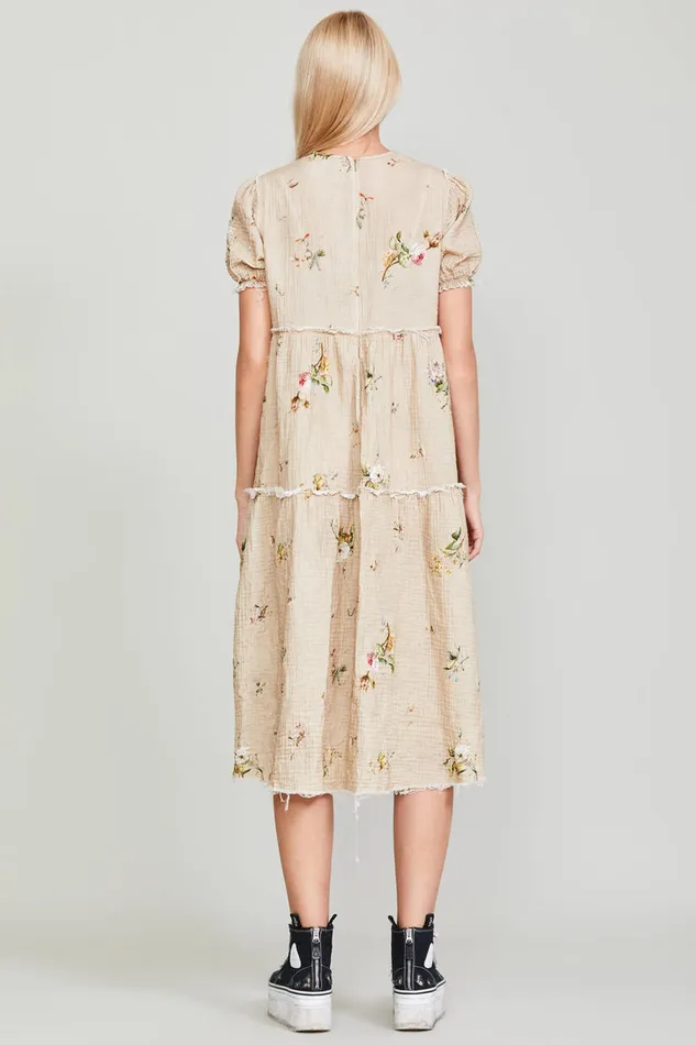 Women Dresses and Skirts R13 Shredded Relaxed Midi 8211 Floral On Khaki