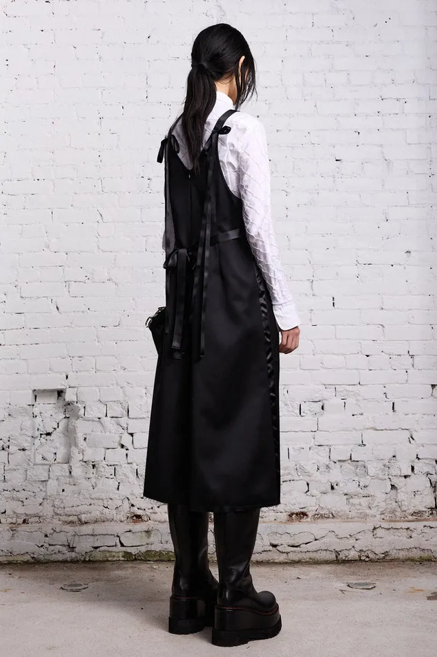 Women Dresses and Skirts R13 Tape Tie Grunge Slip 8211 Black And Satin