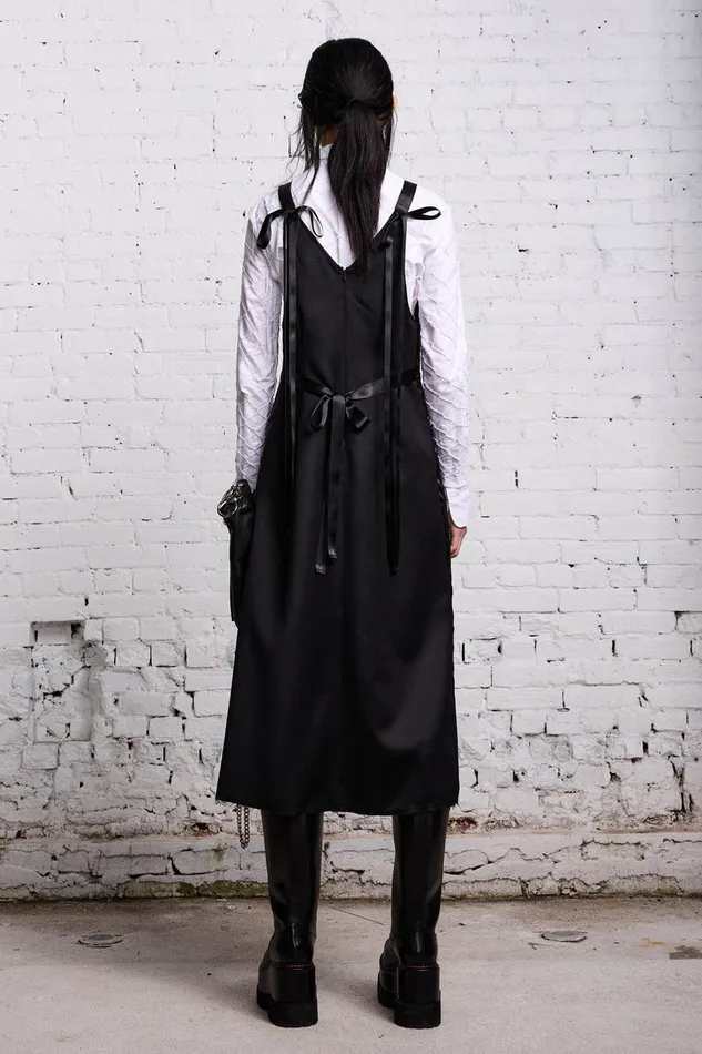 Women Dresses and Skirts R13 Tape Tie Grunge Slip 8211 Black And Satin