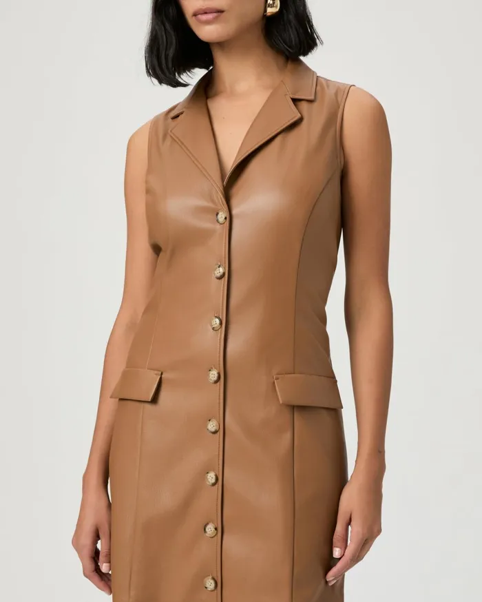 Women Dresses PAIGE Graciella Dress 8211 Argan Oil Faux Leather Women Dresses PAIGE Graciella Dress 8211 Argan Oil Faux Leather