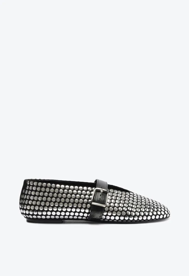Women Eiza Studs Ballet Flat Black Schutz Shoes Ballerinas