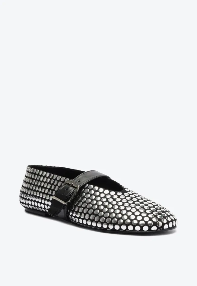 Women Eiza Studs Ballet Flat Black Schutz Shoes Ballerinas