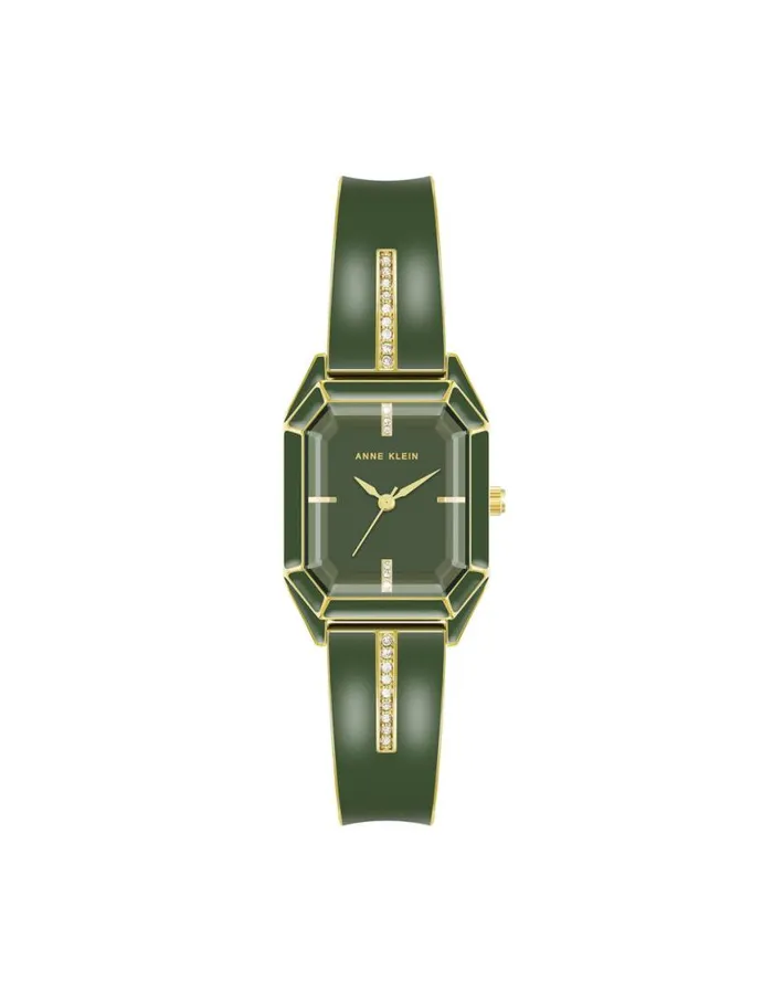 Women Elegant Bangle Bracelet Watch Green Gold Tone Anne Klein Watches
