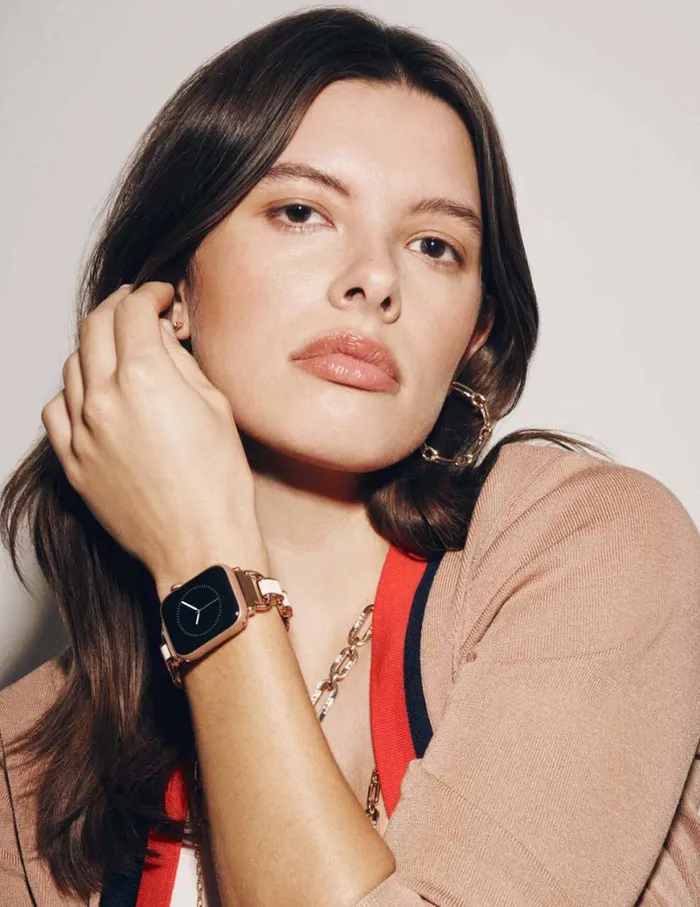 Women Enamel Link Bracelet Band For Apple Watch Whitegoldtone Anne Klein Apple Watch Accessories