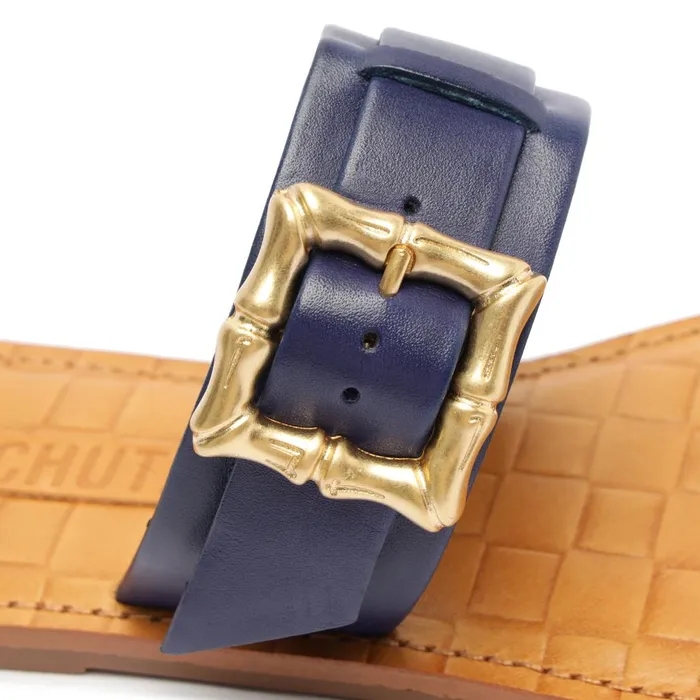 Women Enola Double Leather Sandal Blue Schutz Shoes Flats