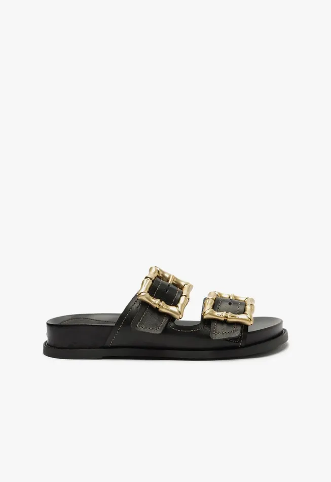 Women Enola Sporty Leather Sandal Black Schutz Shoes Enola