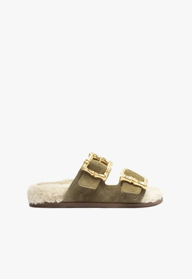 Women Enola Weekend Sporty Cow Suede Sandal Moss Green Schutz Shoes Enola