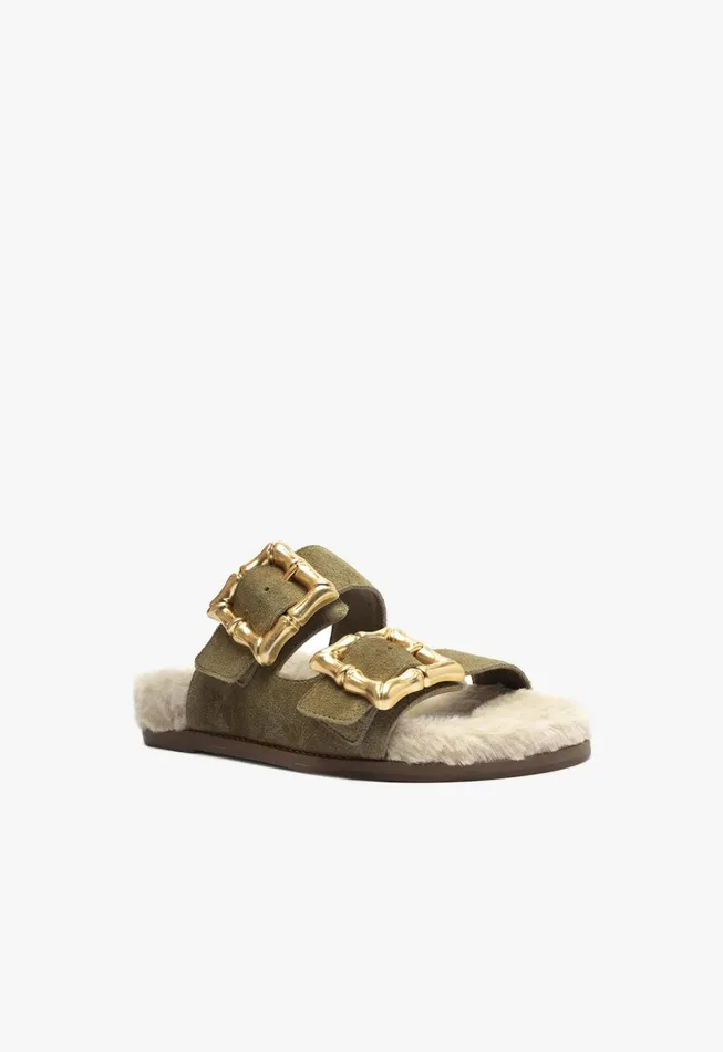 Women Enola Weekend Sporty Cow Suede Sandal Moss Green Schutz Shoes Enola