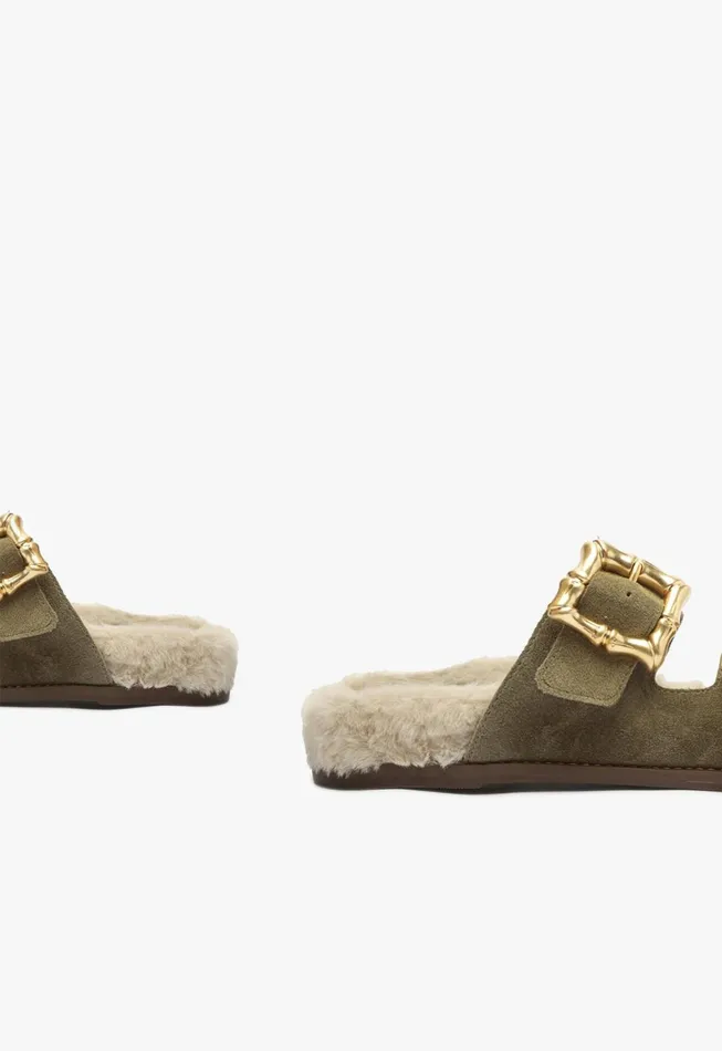 Women Enola Weekend Sporty Cow Suede Sandal Moss Green Schutz Shoes Enola