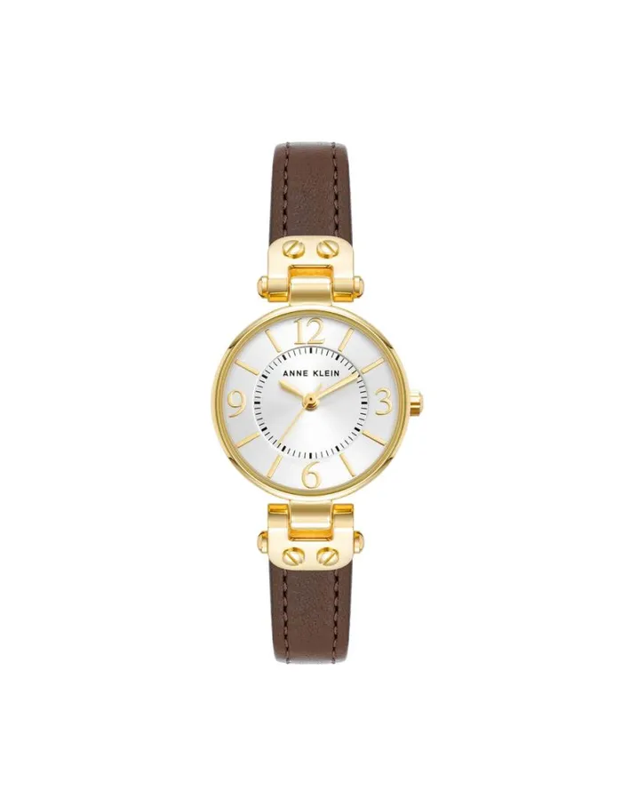 Women Essential Leather Strap Watch Black Goldtone Anne Klein Occasion Watches