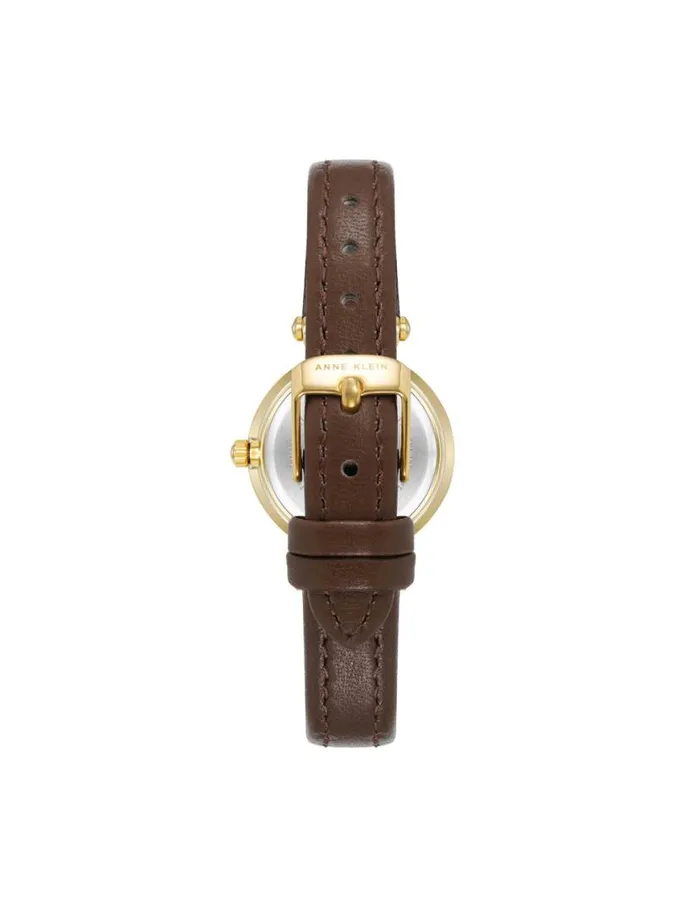Women Essential Leather Strap Watch Black Goldtone Anne Klein Occasion Watches