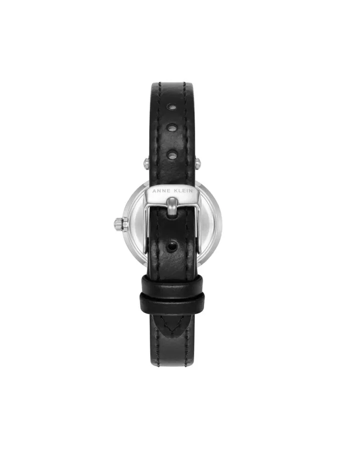 Women Essential Leather Strap Watch Black Goldtone Anne Klein Occasion Watches