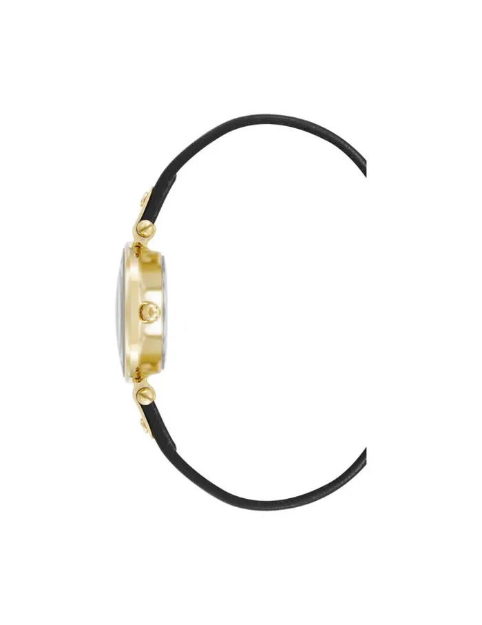Women Essential Leather Strap Watch Black Goldtone Anne Klein Occasion Watches