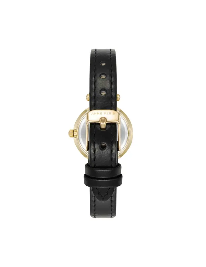 Women Essential Leather Strap Watch Black Goldtone Anne Klein Occasion Watches