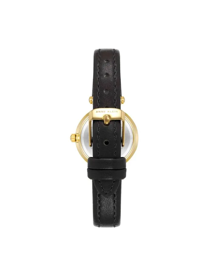 Women Essential Leather Strap Watch Black Goldtone Anne Klein Occasion Watches