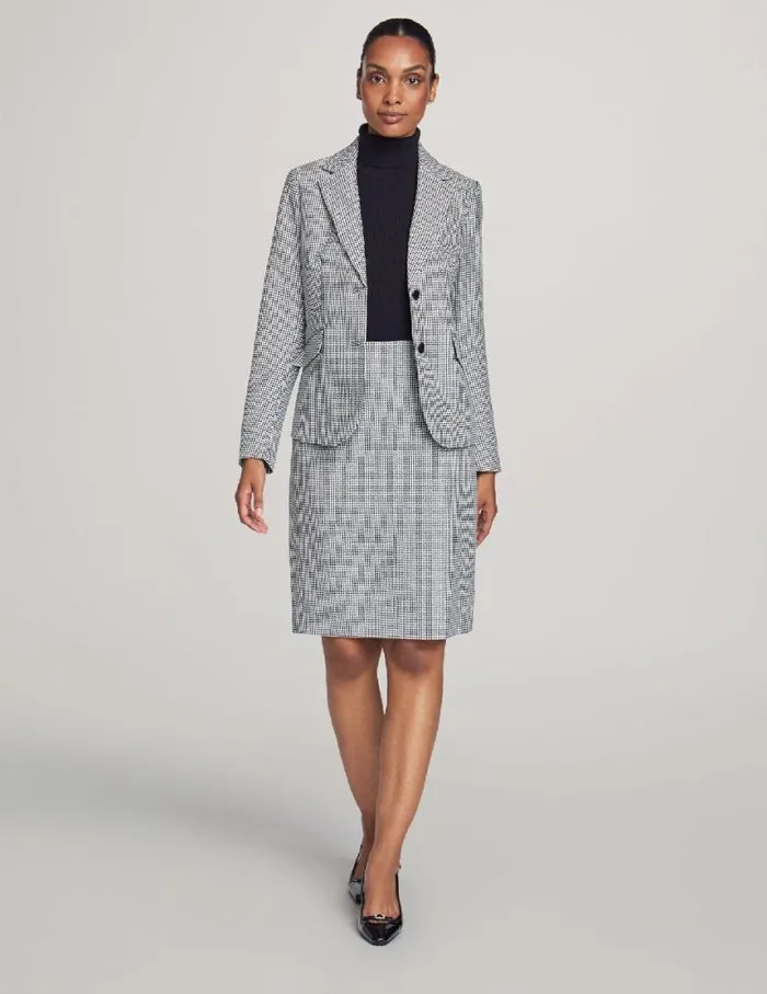 Women Executive Collection 3Pc Mini Houndstooth Suit Set Anne Black Combo Anne Klein Blazers and Jackets