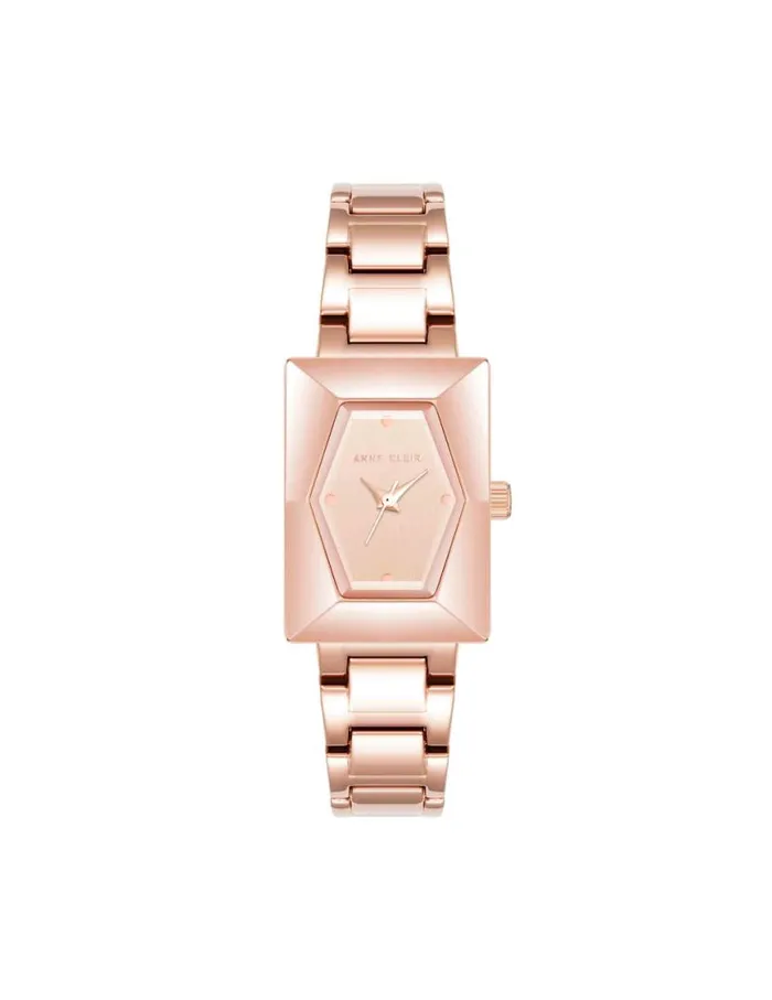 Women Faceted Case Bracelet Watch Rose Goldtone Anne Klein Occasion Watches