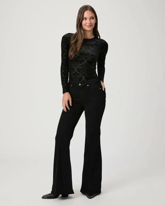 Women Flare PAIGE Charlie 32 Inch Flare Jean 8211 Black Shadow