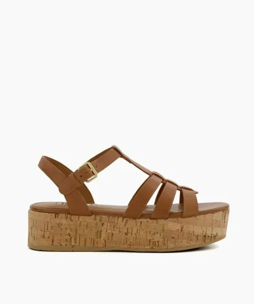 Women Flat Sandals Dune London Lenson 8211 Tan Brown