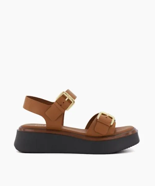 Women Flat Sandals Dune London Loells 8211 Tan Brown