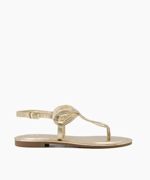 Women Flat Sandals Dune London Logic 8211 Gold Metallic