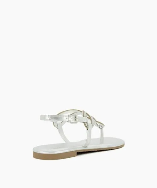 Women Flat Sandals Dune London Logic 8211 Silver Metallic Women Flat Sandals Dune London Logic 8211 Silver Metallic