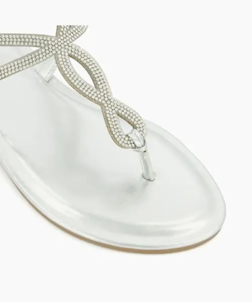 Women Flat Sandals Dune London Logic 8211 Silver Metallic Women Flat Sandals Dune London Logic 8211 Silver Metallic