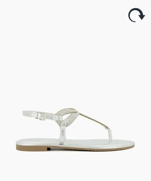Women Flat Sandals Dune London Logic 8211 Silver Metallic Women Flat Sandals Dune London Logic 8211 Silver Metallic