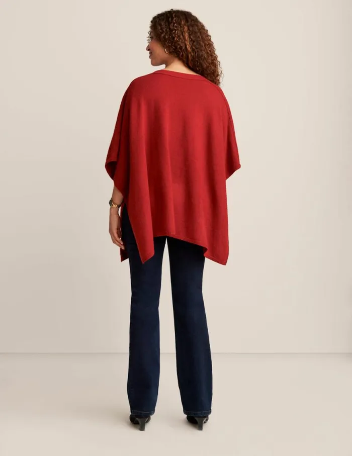 Women Floral Sequin Poncho Titian Red Anne Klein Outerwear
