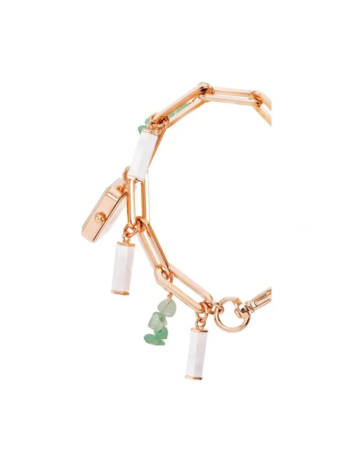 Women Gemstone Charm Bracelet Watch Aventurinerose Gold Anne Klein Watches
