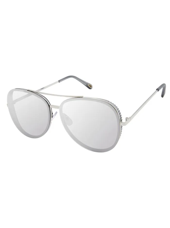 Women Glam Aviator Pilot Sunglasses In Silver and Grey Jessica Simpson Sunglasses