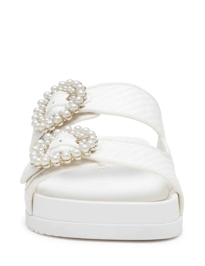 Women Happy Pink Raffia Anne Klein Sandals and Slides
