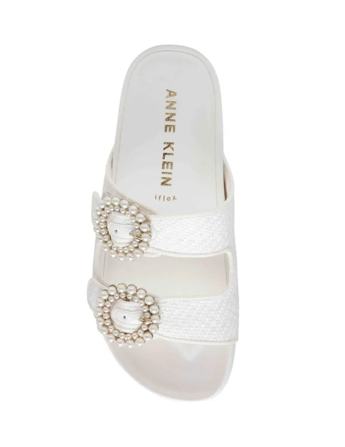 Women Happy Pink Raffia Anne Klein Sandals and Slides