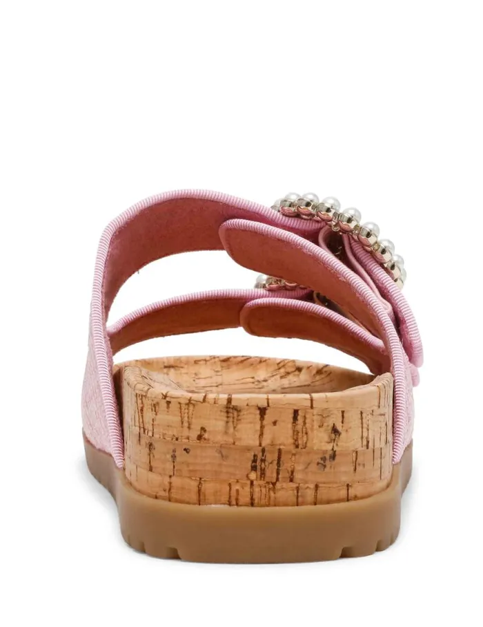 Women Happy Pink Raffia Anne Klein Sandals and Slides