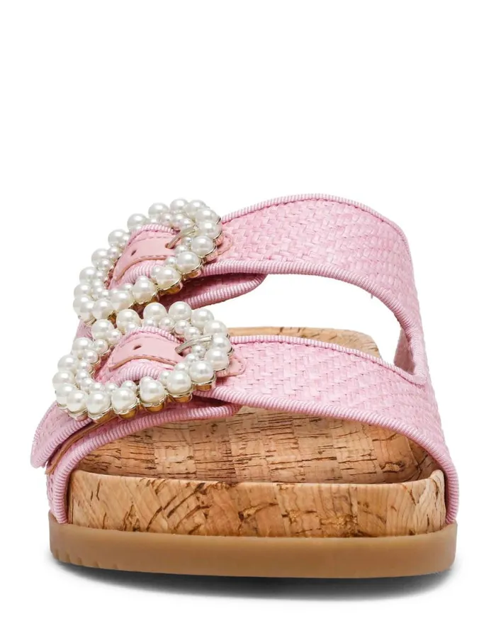 Women Happy Pink Raffia Anne Klein Sandals and Slides