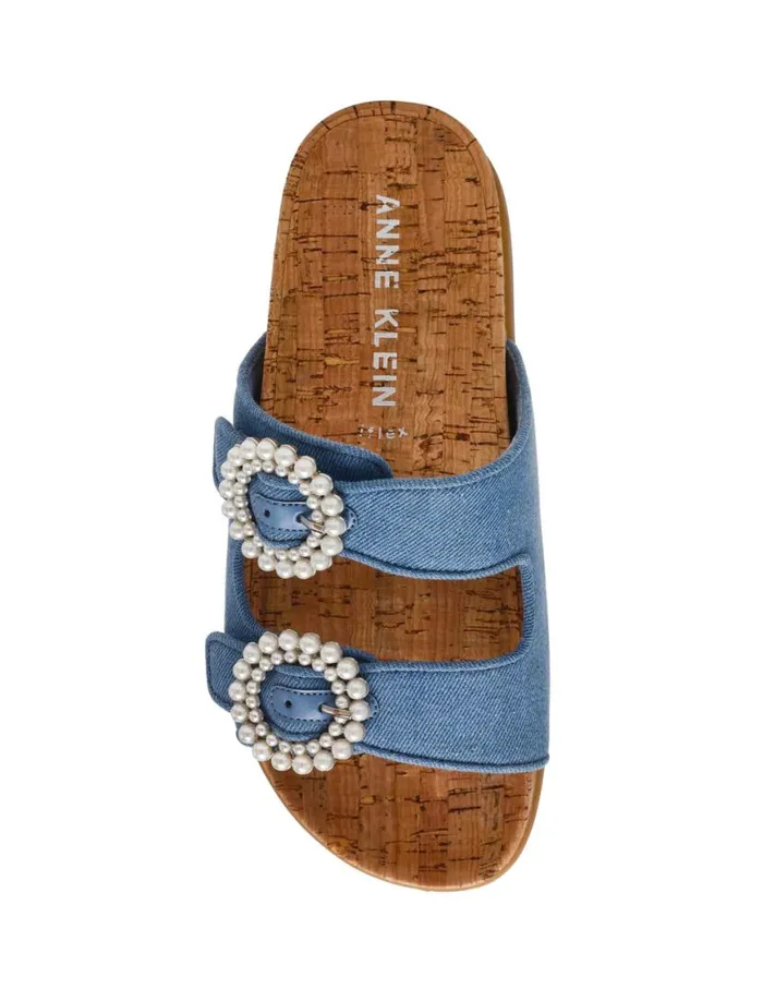 Women Happy Pink Raffia Anne Klein Sandals and Slides