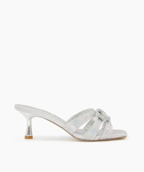 Women Heeled Sandals Dune London Manor 8211 Silver Metallic