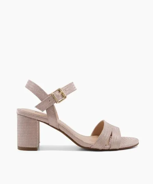 Women Heeled Sandals Dune London Merisa 8211 Rose Gold Metallic Fabric