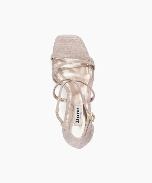 Women Heeled Sandals Dune London Musical 8211 Rose Gold Metallic Fabric Women Heeled Sandals Dune London Musical 8211 Rose Gold Metallic Fabric