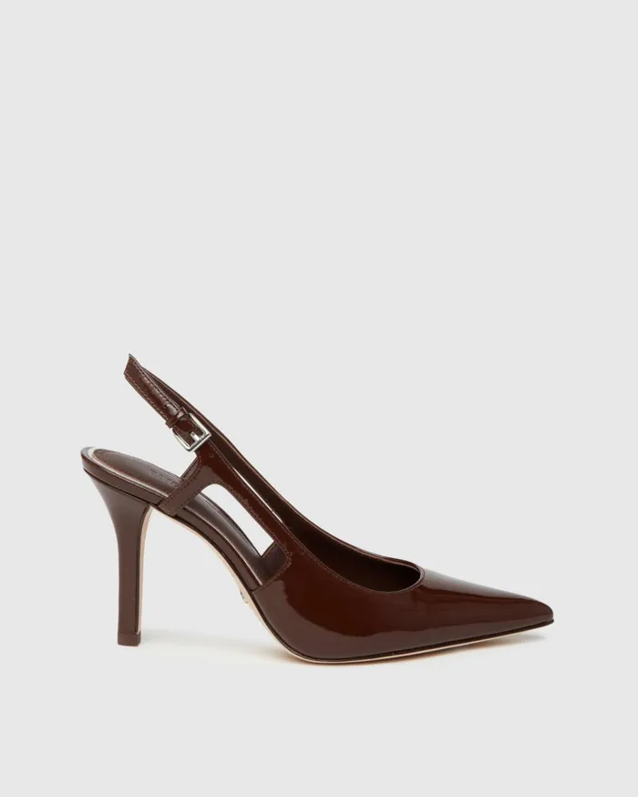 Women Heels and Wedges PAIGE Samara Heel 8211 Chocolate Patent Leather