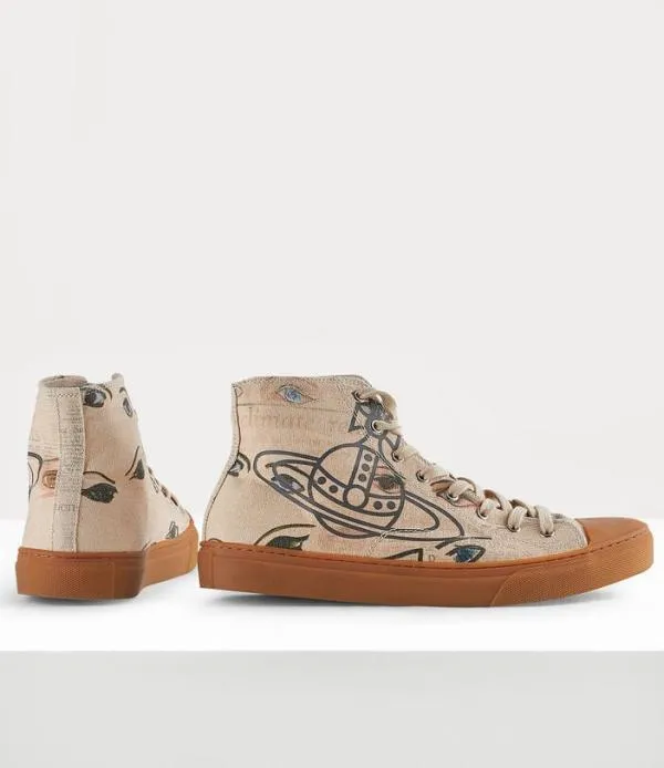 Women High Top Plimsoll Eyes Print Viviennewestwood Trainers