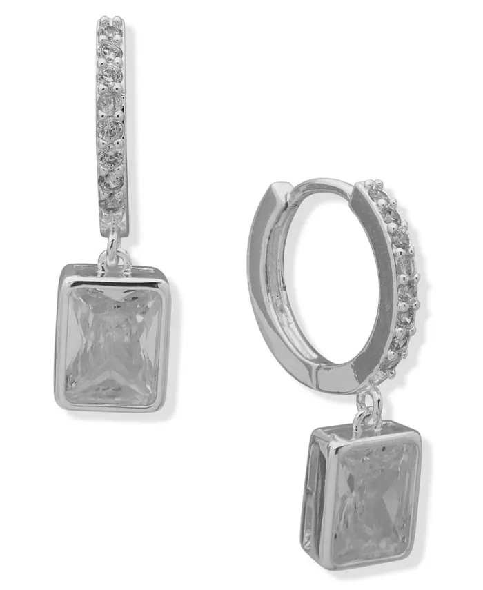 Women Hoop Earrings With Emerald Stone Drop Anne Klein Pierced Earrings