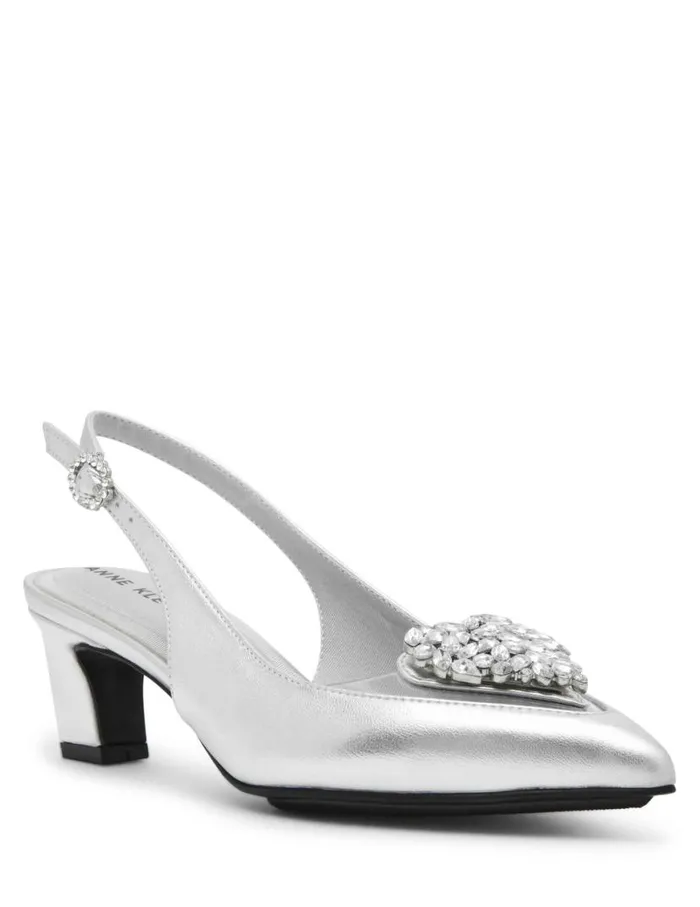 Women Inviting Dress Pump Silver Anne Klein Heels
