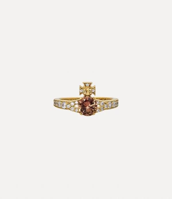 Women Ismene Ring Gold Chestnut Brown Citrine White Cz Viviennewestwood Rings
