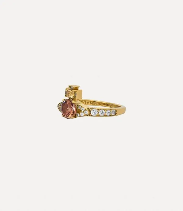 Women Ismene Ring Gold Chestnut Brown Citrine White Cz Viviennewestwood Rings Women Ismene Ring Gold Chestnut Brown Citrine White Cz Viviennewestwood Rings